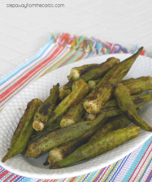 Grilled Okra - a smoky low carb side dish recipe to enjoy this summer!