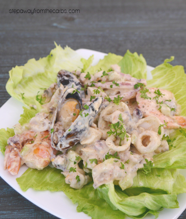 Low Carb Seafood Salad - a quick and easy recipe with a medley of seafood in a spiced mayo dressing