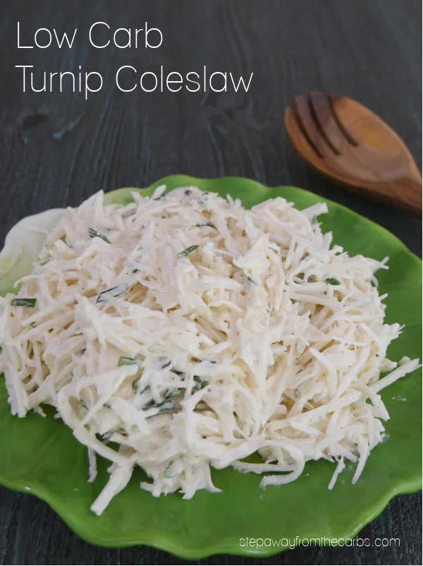 Low Carb Turnip Coleslaw - a tasty alternative to regular 'slaw! Keto friendly recipe.