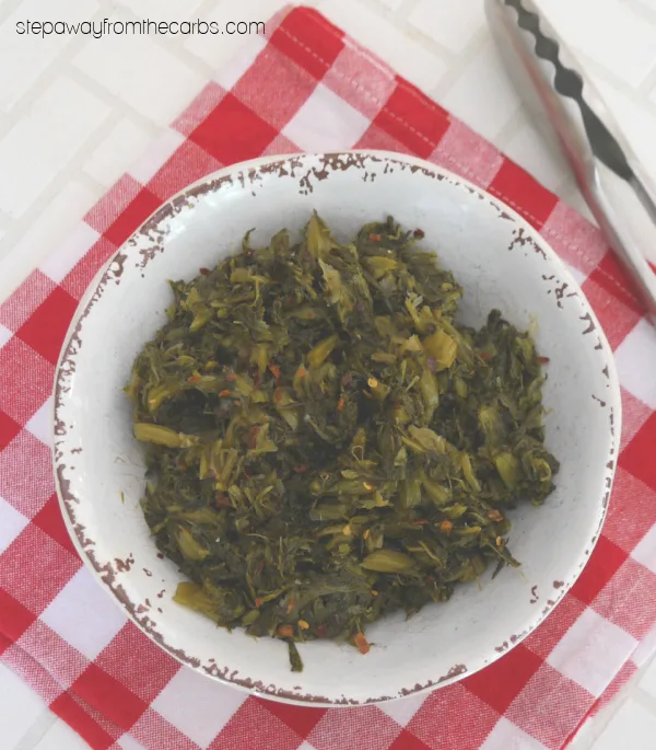 Spicy Stir-Fried Turnip Greens - low carb and keto side dish