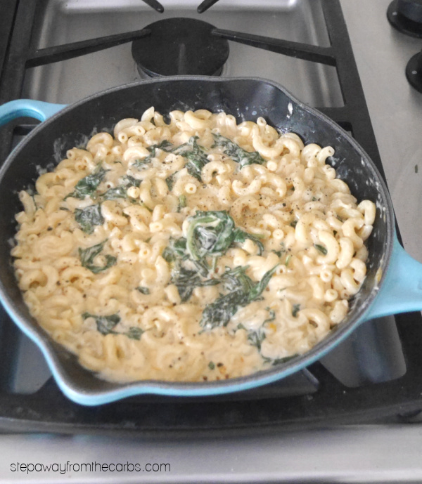 Low Carb Creamed Spinach Mac and Cheese - a filling and delicious comfort food recipe