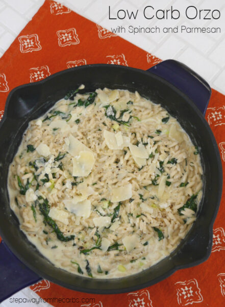 Low Carb Orzo with Spinach and Parmesan - Step Away From The Carbs