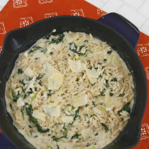 Low Carb Orzo with Spinach and Parmesan