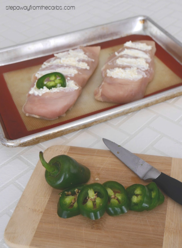 Low Carb Jalapeño Popper Stuffed Chicken - a spicy and creamy dinner recipe!
