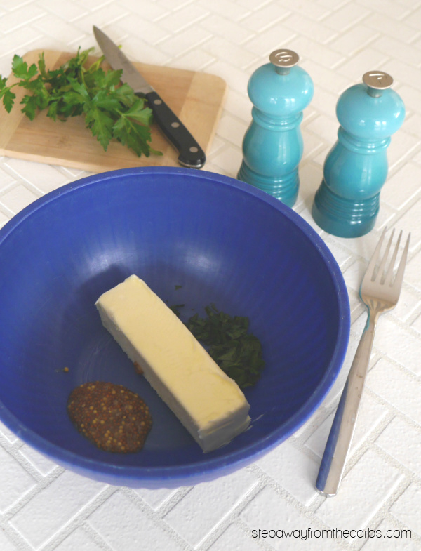 Wholegrain Mustard Butter - a zero carb adornment for steak and low carb vegetables!