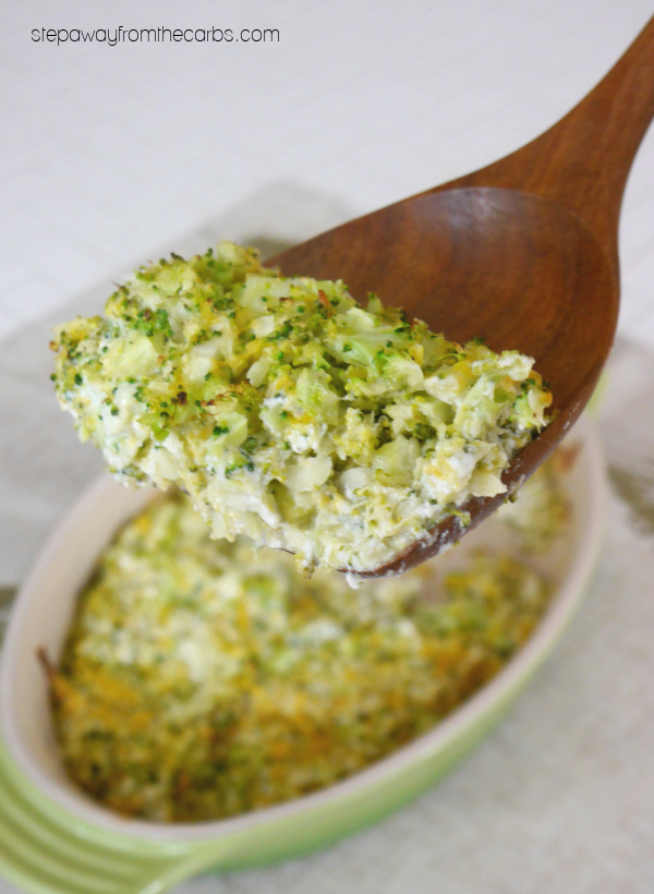 Easy Broccoli-Rice Casserole - a deliciously cheesy side dish that is low carb and keto friendly!