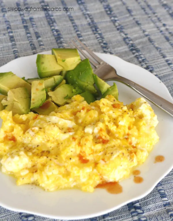 Queso Fresco Scrambled Eggs - a Mexican-inspired breakfast that is naturally low in carbohydrates!