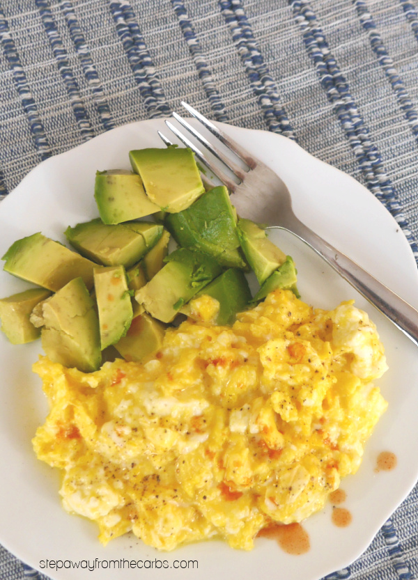 Queso Fresco Scrambled Eggs - a Mexican-inspired breakfast that is naturally low in carbohydrates!