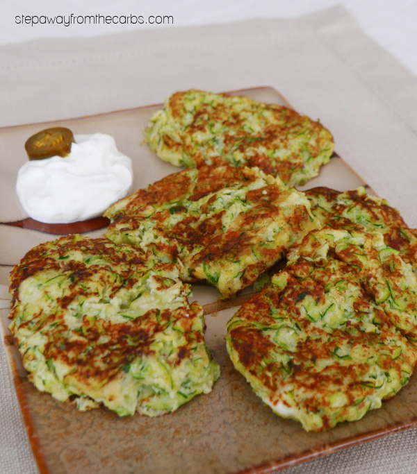 Keto Spicy Zucchini Fritters - a low carb recipe to serve as a side dish or appetizer!
