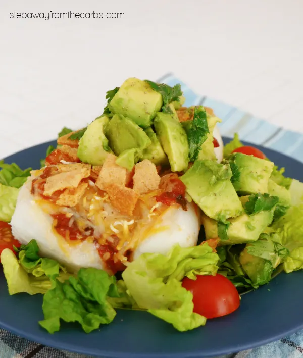 Low Carb Mexican Fish - a fantastic blend of roasted cod, salsa, cheese, avocado, and tortilla chips!
