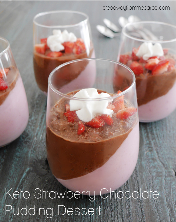 Keto Strawberry Chocolate Pudding Dessert - a gorgeous and pretty sweet treat!