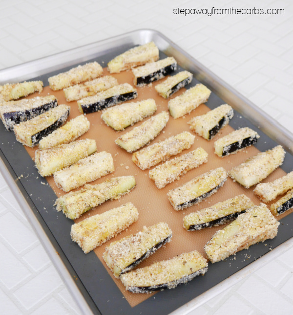 Low Carb Eggplant Sticks - gluten free and keto friendly recipe to serve as an appetizer or side dish