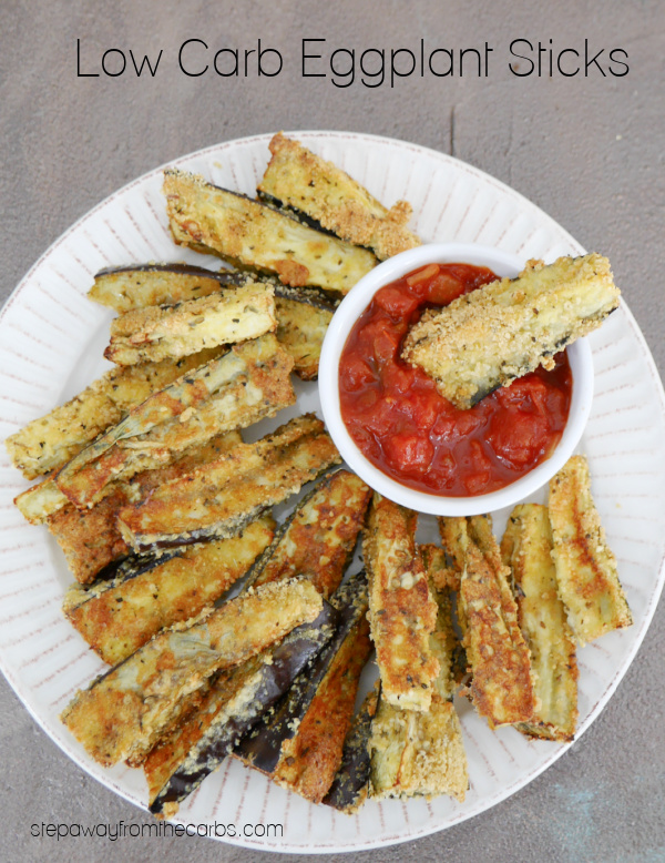 Low Carb Eggplant Sticks - gluten free and keto friendly recipe to serve as an appetizer or side dish