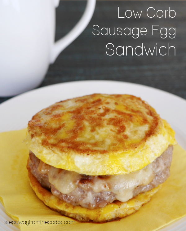 Low Carb Sausage Egg Sandwich - 2g net carbs for the whole thing! Such a great way to start the day!