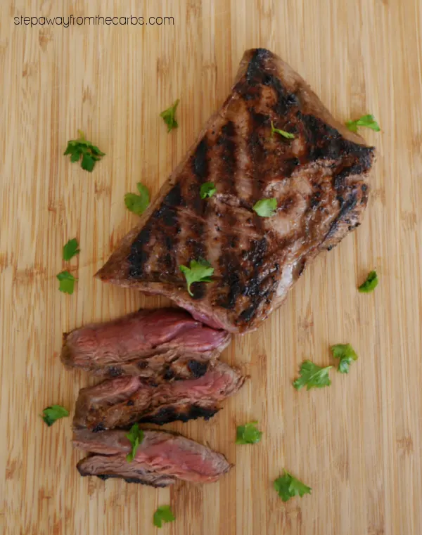 Easy Keto Flank Steak - marinated in delicious seasonings then grilled to perfection!