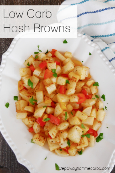 Low Carb Jicama Hash Browns with Caramelized Onions
