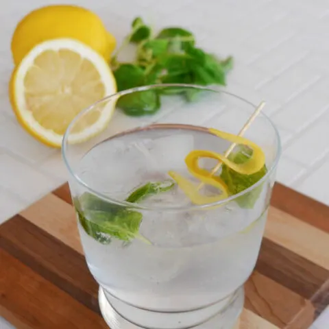 Keto Gin & Tonic with Lemon and Basil