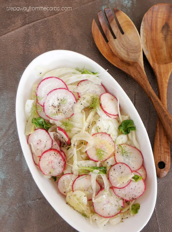 Low Carb Fennel Salad - a fantastic raw salad with radishes, basil, and a light dressing!