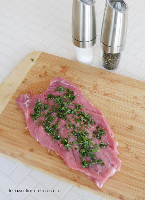 Herb-Stuffed Pork Tenderloin - a delicious recipe that is naturally low in carbs