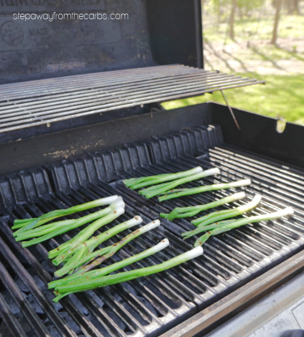 Keto Grilled Green Onions - a quick and easy side dish recipe that is surprisingly tasty!