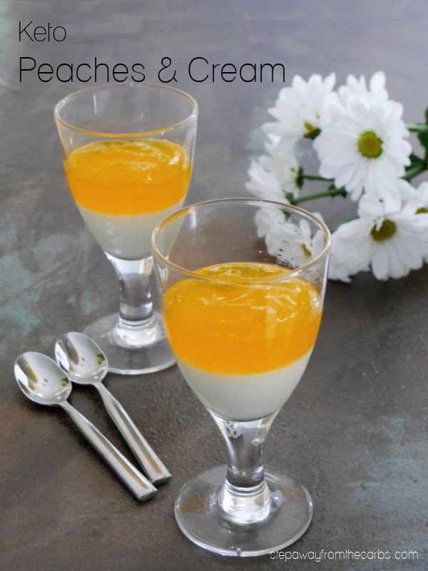 Keto Peaches & Cream Dessert - a gorgeous two-layer treat that's low carb and sugar free!