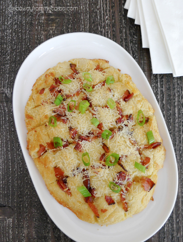 Keto Pull-Apart Bread with Bacon and Cheese - a delicious and filling snack made with fathead dough!