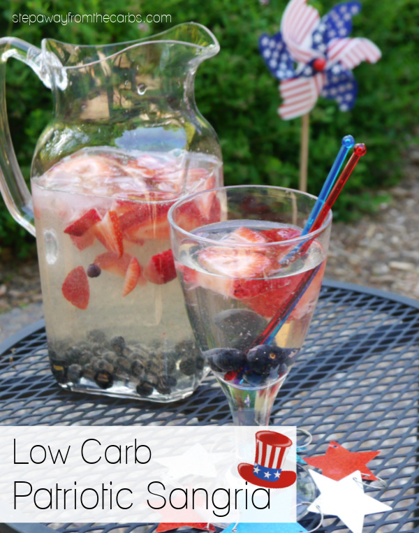 Low Carb Patriotic Sangria - the perfect red, white and blue sugar-free drink for the summer!