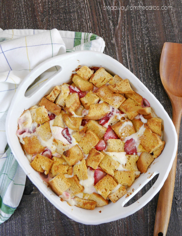 Low Carb Strawberry French Toast Casserole - a creamy brunch recipe for all the family to enjoy!