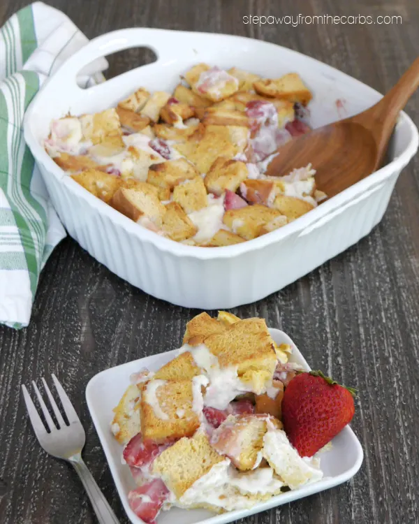 Low Carb Strawberry French Toast Casserole - a creamy brunch recipe for all the family to enjoy!