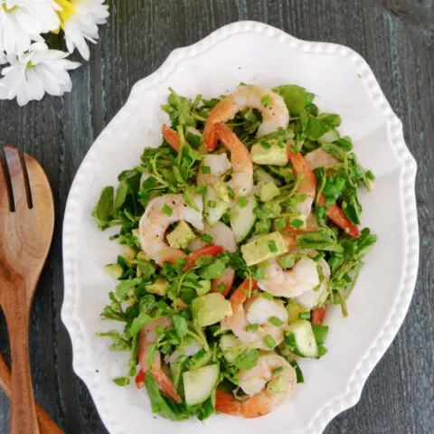 Watercress Salad with Shrimp, Avocado and Cucumber