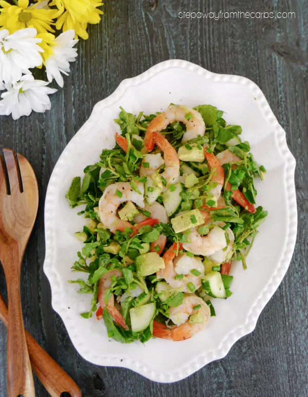 Watercress Salad with Shrimp, Avocado and Cucumber - a delicious low carb lunch or appetizer recipe