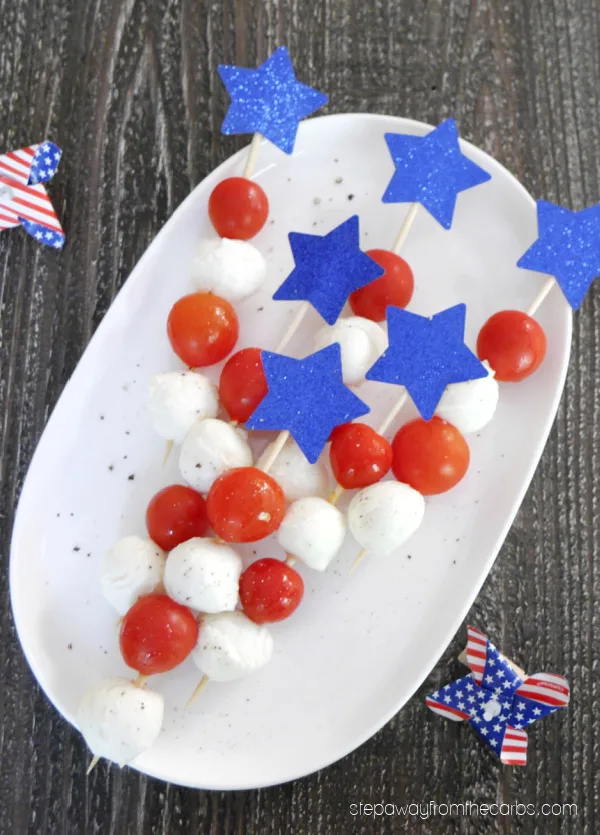 Caprese Skewers - Low Carb Red, White, & Blue Recipes