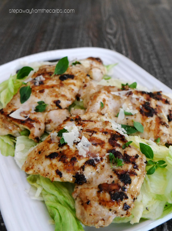 Caesar-Marinated Grilled Chicken Thighs - a delicious low carb and keto recipe with all your favorite Caesar salad flavors!