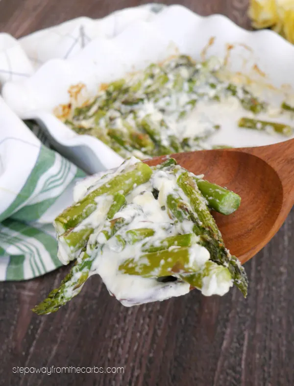 Keto Creamed Asparagus - a filling low carb side dish recipe