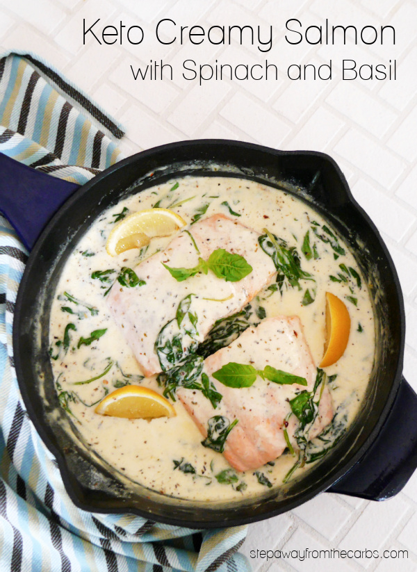 Keto Creamy Salmon with Spinach and Basil - a delicious one-pan recipe with fantastic Italian flavors