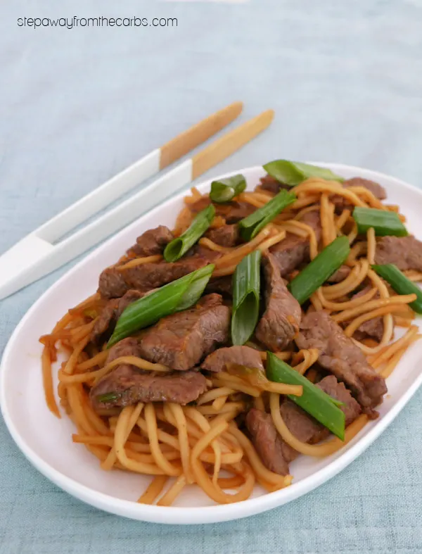 Keto Mongolian Beef with Palmini Noodles - a low carb and sugar free version of the popular Chinese dish