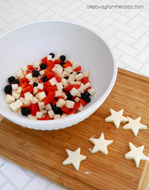Keto Red, White & Blue Salsa - a delicious side dish or condiment in patriotic colors!