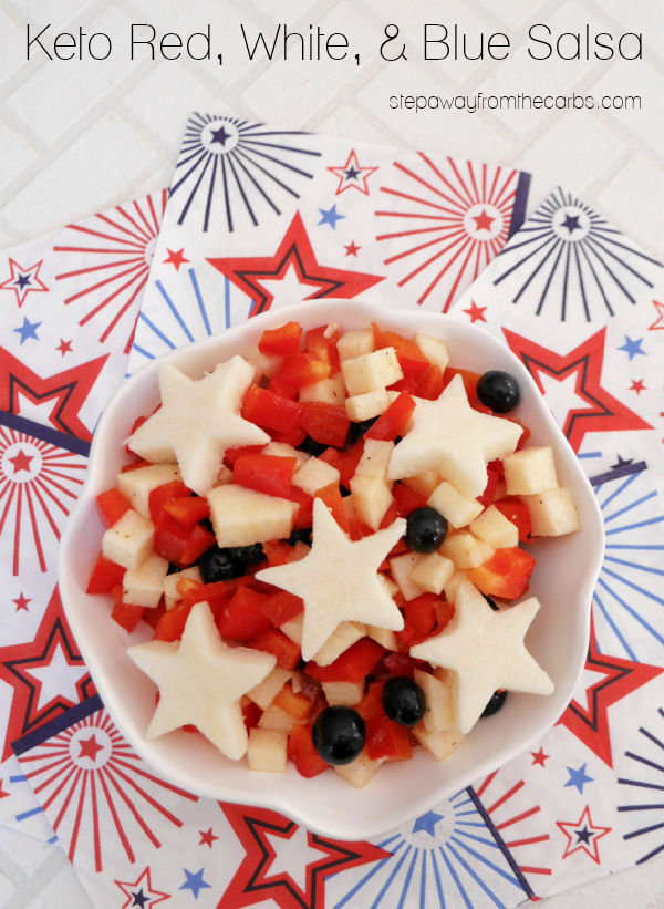 Keto Red, White & Blue Salsa - a delicious side dish or condiment in patriotic colors!