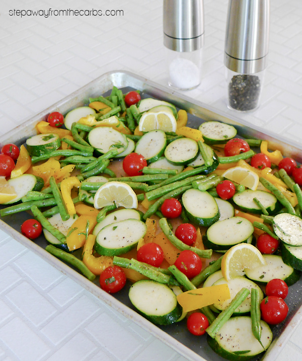 Roasted Low Carb Vegetables with Tarragon and Lemon - an easy keto friendly side dish recipe