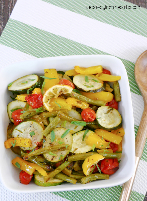 Roasted Low Carb Vegetables with Tarragon and Lemon - an easy keto friendly side dish recipe