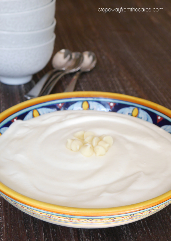 Keto White Chocolate Mousse - a rich and decadent sugar-free dessert made with just two ingredients!