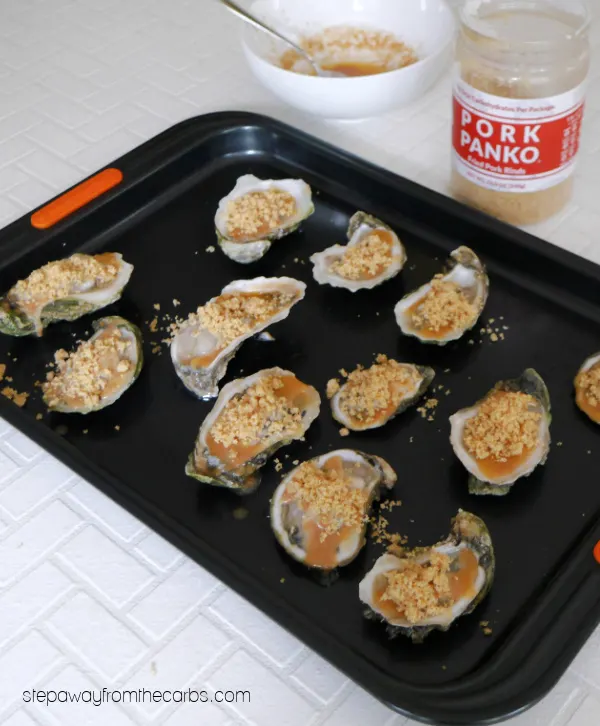Low Carb Broiled Oysters - a tasty seafood appetizer that's both sweet and salty!