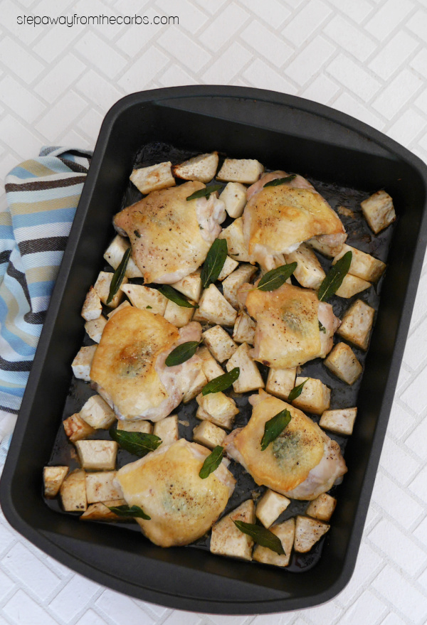 Roasted Chicken Thighs with Sage - a low carb and keto friendly meal