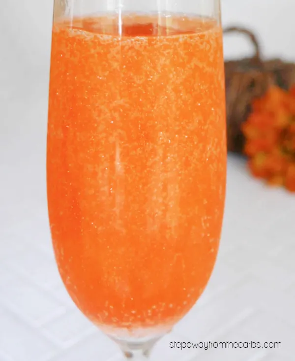 Keto Halloween Cocktail - a glittery Prosecco cocktail that is fun for any celebration!