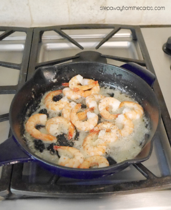 Low Carb Shrimp Scampi - with edamame fettucine! Gluten free and keto recipe. 
