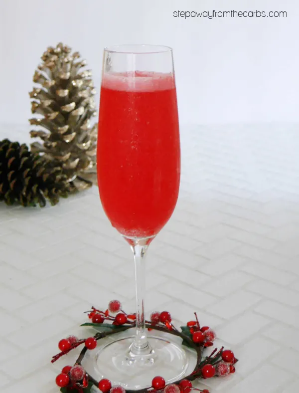 Low Carb Christmas Mimosa - a shimmering pomegranate-flavored festive cocktail!