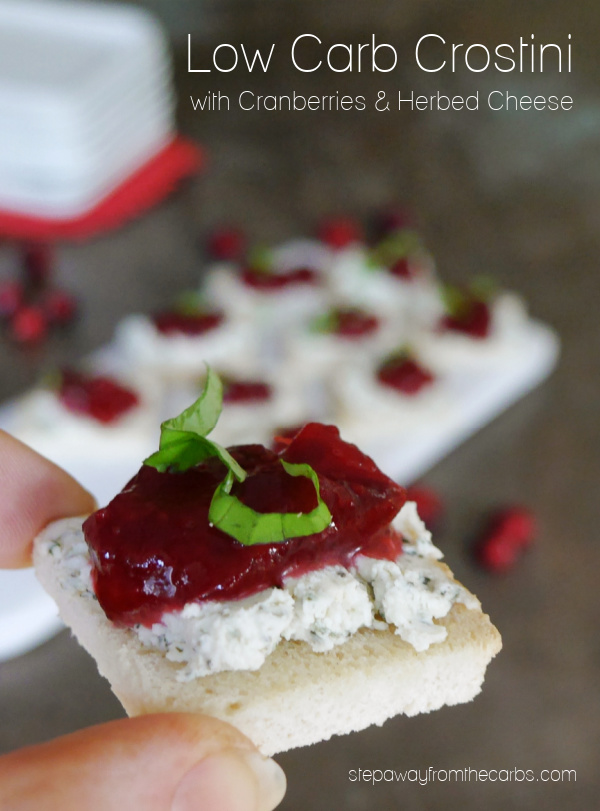 Low Carb Crostini with Cranberries & Herbed Cheese