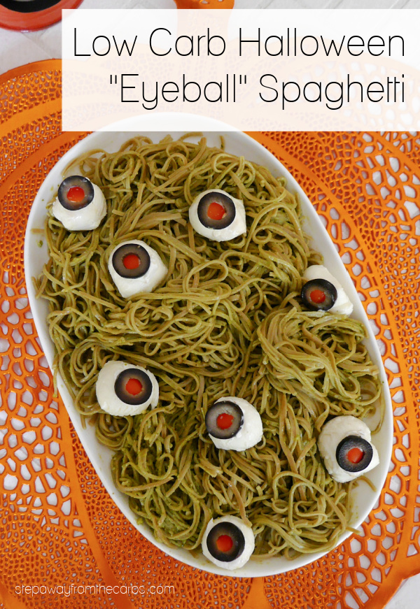 Low Carb Halloween "Eyeball" Spaghetti - with keto edamame noodles 