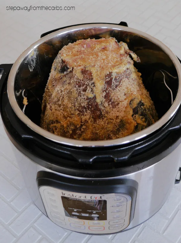 Keto Brown "Sugar" Bone-In Ham - low carb recipe made in the Instant Pot!