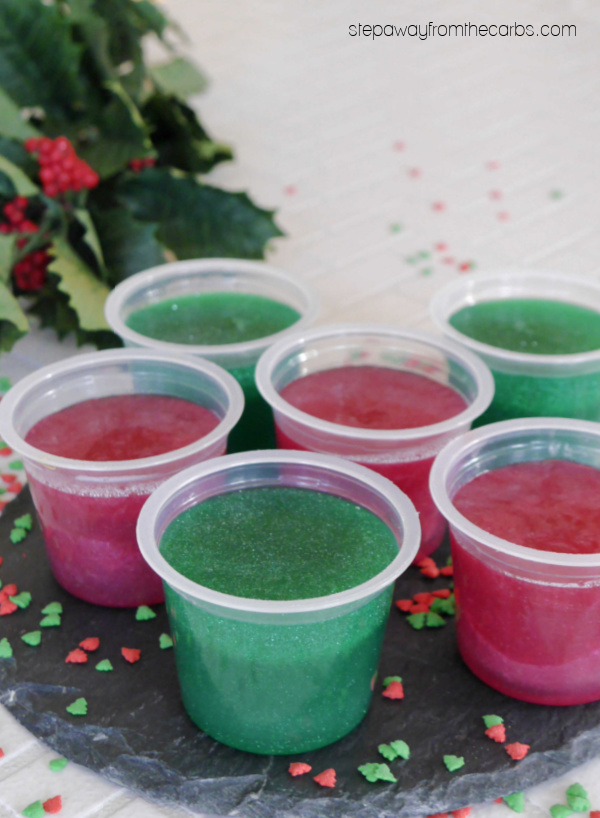 Keto Holiday Glittery Jel Shots - an adult-only boozy treat for the festivities!